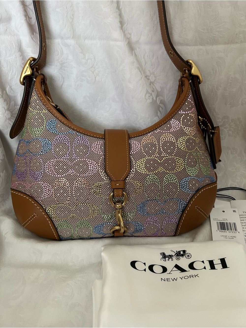 New Coach Rainbow Crystal Candy Hamptons jacquard bag